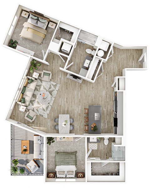 a1 floor plan  1 bedroom with 2 baths  129